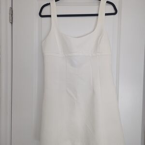 Zara White Sleeveless Dress with Scoop Neck